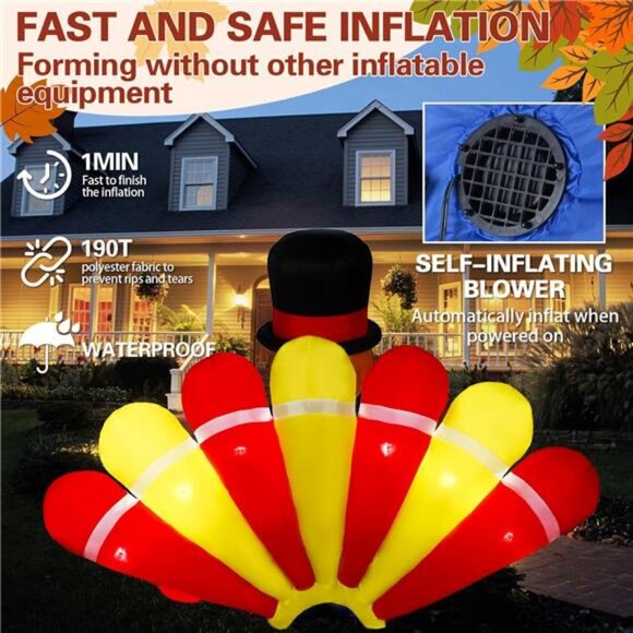 Amazon.com: 7.5FT Long Thanksgiving Inflatable Turkey  7.5 FT Long Inflatable Turkey Decor, Blow up Thanksgiving Turkey Yard Decor